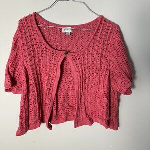 EUC Avenue Womens Pink Crop Sweater Vest Lightweight 18 / 20 18/20 Short Sleeve